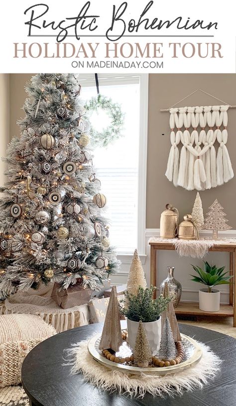 Rustic Bohemian #Holiday Home Tour, See my #Eclectic #Bohemian #Rustic #Christmas tree and all the elements that pull my holiday decor together! Bohemian Christmas, fur Christmas decor, macrame Christmas decor, neutral Christmas decorations, #neutral Christmas tree, #gold and #blush Christmas tree, #global Christmas tree, #modernboho Christmas, rustic bohemian, #Christmasdecor #Christmasdecorations #globalChristmas #rusticChristmas #farmhouse Christmas Tree Tumblr, Boho Christmas Tree, Chic Christmas Decor, Boho Christmas Decor, Bohemian Holiday, Bohemian Christmas, Holiday Home Tour, Neutral Christmas Decor, Christmas Bedroom