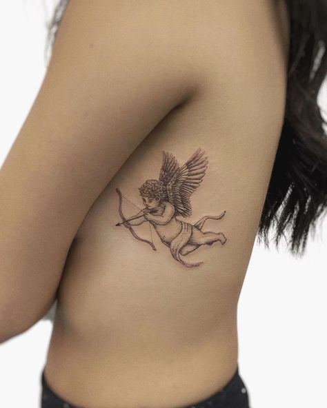 Infected Tattoo, Cupid Tattoo, Cherub Tattoo, Dope Tattoos For Women, Lip Tattoos, Dainty Tattoos, Rib Tattoo, Dope Tattoos, Simplistic Tattoos