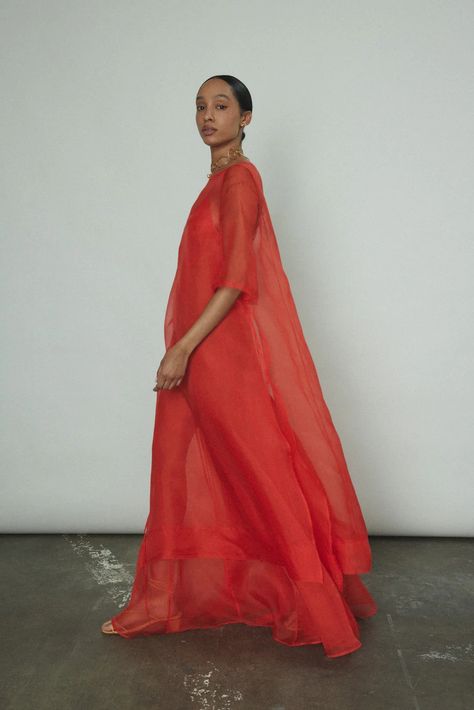 Thea Sheath Dress – Kamperett Orange Formal Dress Long, Red Sheer Dress, Wide Sleeve Dress, Cream Wedding Dresses, Silk Organza Dress, Late November, Resort Dresses, Dinner Dress, Fashion People