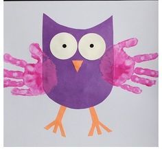 Owl Crafts Preschool, Owl Preschool, 1st Grade Crafts, Animal Crafts Preschool, Owl Craft, Preschool Crafts Fall, Owl Kids, Teacher Craft, Handprint Craft