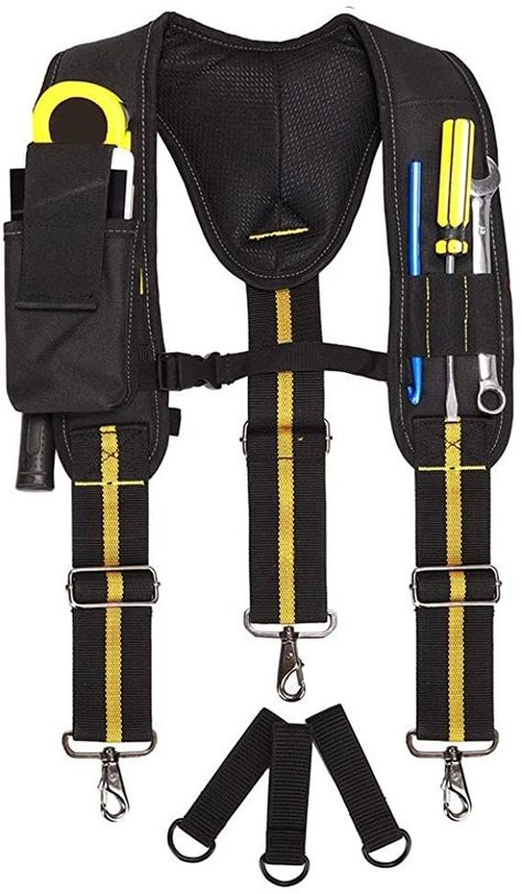 Padded Tool Belt Suspenders,Tool Pouch Suspenders for Men,Heavy Duty Work Suspenders With Phone Pocket Tape Holder Pencil Sleeve Adjustable Straps,Carpenters Electricians Craftsmen Work Suspension Rig Best Tool Belt, Electrician Tool Belt, Belt Suspenders, Carpenter Tool Belt, Electrician Work, Multi Pocket Bag, Needle Nose Pliers, Tool Belts, Work Belt