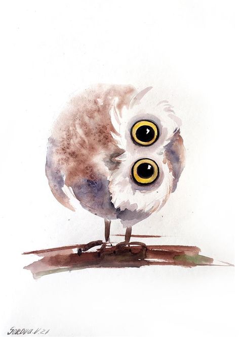 Owl Watercolor, Whimsical Owl, Art Miniature, Watercolor Art Lessons, Night Painting, Owl Art, Christmas Paintings, Watercolor Bird, Daily Paintworks