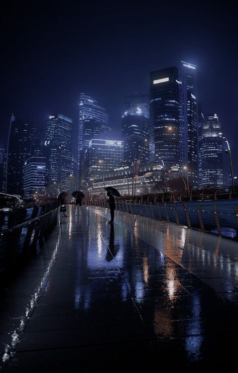 Nyla Core Aesthetic, Rich Blue Aesthetic, City View Night, Midnight City, Rain Pictures, Dark City, Night Scenery, Cyberpunk City, Blue City