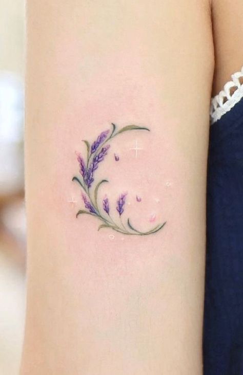 Watercolor Heart Tattoos, Ankle Tattoo Ideas, Lilac Tattoo, Purple Tattoos, Magic Runes, Lavender Tattoo, Ankle Tattoos, Circle Tattoo, Circle Tattoos