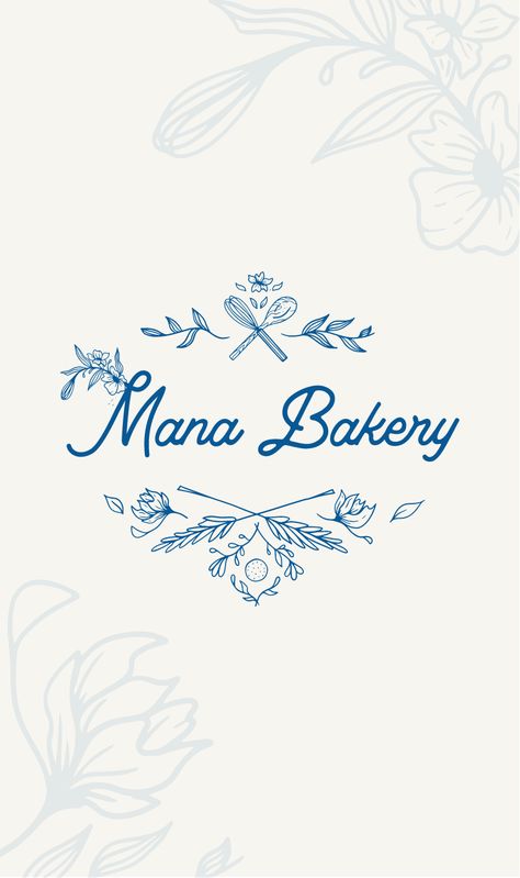 Floral logo design, illustration, and branding for Mana Bakery, a bakery in St. Pete, FL | by: Bridge + Bloom Home Bakery Logo, Bakery Logo Inspiration, Patisserie Logo, Blue Bakery, Bakery Branding Design, Logo Inspiration Vintage, Bakery Website, Minimalist Logo Branding, Baking Aesthetic