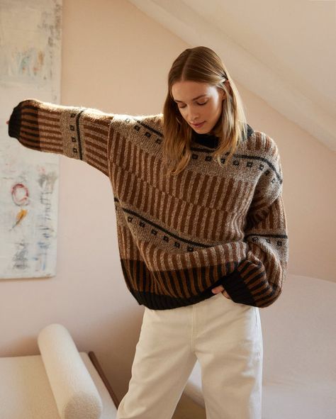 Pull Marron, Alpaca Wool Sweater, Oversized Pullover Sweaters, Pullover Outfit, Modieuze Outfits, Oversized Pullover, The Roots, Chunky Knits Sweater, Brown Sweater