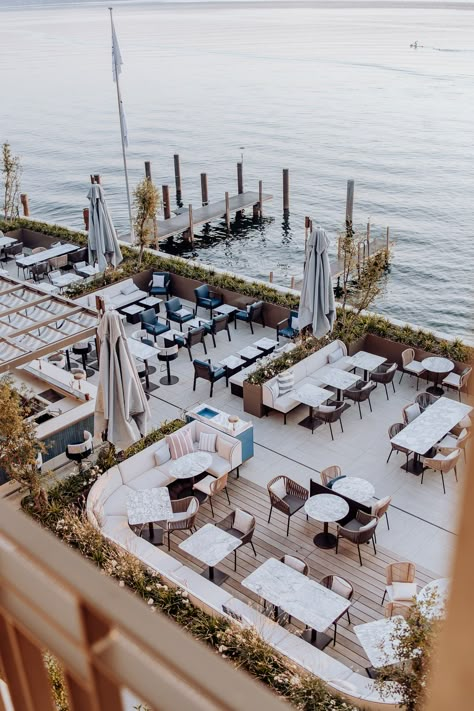 Four perfect summer days on Lake Zurich - Josie Loves Yacht Club Restaurant, Marina Design, Rooftop Restaurant Design, Beach Activity, Loft Style Interior, Terrace Restaurant, Beach Restaurant, Pool Activities, Hotel Concept