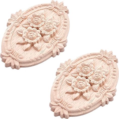 Amazon.com: GORGECRAFT 2PCS Wooden Carved Onlay Appliques Oval Carving Decal Center Craft Unpainted Furniture Home Decoration Wood Carving Decal for Dresser Bed Door Cabinet Wardrobe Ceiling 5"x3.6" : Everything Else Bed Door, Unpainted Furniture, Fairytale Forest, Forest Cottage, Dresser Bed, Cabinet Wardrobe, Door Cabinet, Flower Applique, Applique Designs