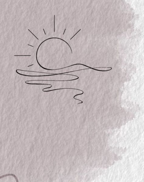 Water And Sun Tattoo Ideas, Ill Follow The Sun Tattoo, Yoga Line Art Tattoo, One Line Beach Tattoo, Sea Waves Tattoo Ideas, Golden Hour Tattoo Ideas, Minimalistic Sunset Tattoo, Sun And River Tattoo, Fine Line Florida Tattoo