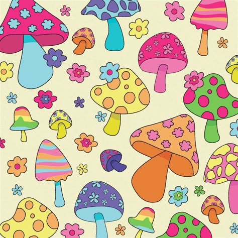 Groovy Drawing Ideas, Groovy Mushroom Art, Groovy Art Painting, Mushroom Painting Aesthetic, Groovy Paintings Ideas, Trippy Designs Pattern, Y2k Art Aesthetic, 70s Doodles, Groovy Art Aesthetic