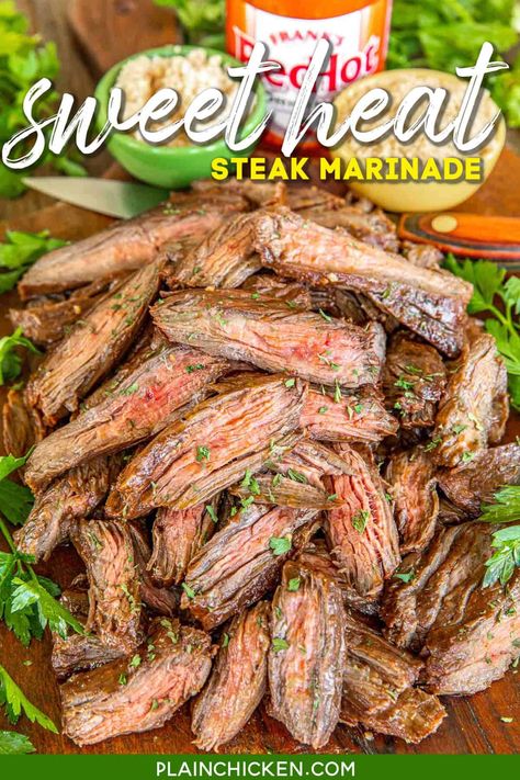 Sweet Heat Steak Marinade - Plain Chicken Garlic Vinegar, Plain Chicken Recipe, Skirt Steak Marinade, Sandwich Wrap, Quick Side Dishes, Plain Chicken, Steak Marinade, Sweet Heat, Skirt Steak