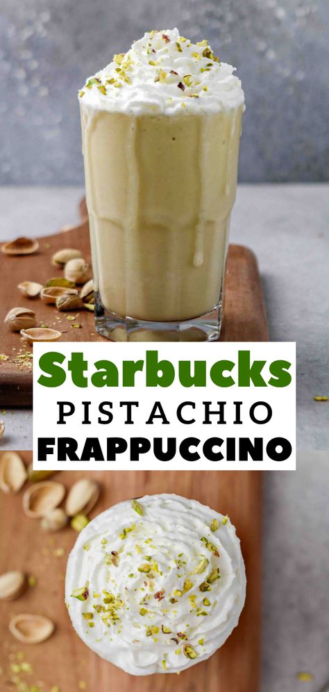 Starbucks frappuccino Easy Frappe Recipe, Pistachio Starbucks, Pistachio Frappuccino, Pistachio Sauce, Drink To Make At Home, Pistachio Coffee, Homemade Starbucks, Lifestyle Of A Foodie, Frappe Recipe