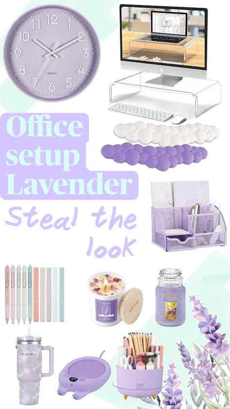 ✨ Elevate your workspace with these dreamy purple pastel office accessories! 💜 Discover elegant desk organizers, stylish stationery, and chic decor that will transform your home office into a serene and inspiring haven. 🖋️ Perfect for adding a touch of sophistication Pastel Office, Purple Office, Elegant Desk, Purple Pastel, Work Routine, Home Office Setup, Office Setup, Desk Organizers, Office Accessories