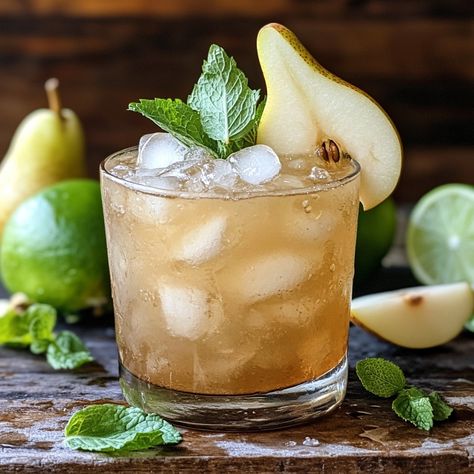 🍐🥃 Elevate your cocktail game with this refreshing Ginger Pear Bourbon Cocktail! Perfect for any occasion. #MixologyMagic Ginger Pear Bourbon Cocktail Ingredients: - 2 oz bourbon - 1 oz pear juice - 1/2 oz fresh lime juice - 1/2 oz ginger syrup - Ginger beer - Ice - Sliced pears and mint leaves for garnish Instructions: 1. In a shaker, combine bourbon, pear juice, lime juice, and ginger syrup with ice. 2. Shake well and strain into a glass filled with ice. 3. Top with ginger beer and stir ... Cozy Fall Recipes, Ginger Syrup, Pear Juice, Sliced Pears, Festive Drinks, Bourbon Cocktails, Cocktail Ingredients, Hearty Soups, Mint Leaves