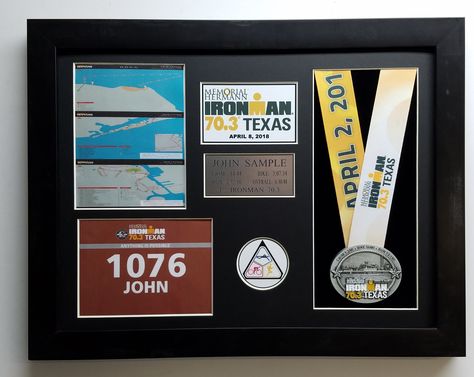 Ironman 70.3 Texas 2018 Ironman Triathlon, Metal Box, Shadow Boxes, Triathlon, Shadow Box, Custom Framing, Iron Man, Texas, Sports