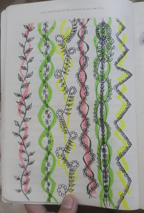 Design With Highlighter Pen, Highliter Drawing Art, Border Design Using Highlighter Pen, Highlighter Drawing Ideas, Highlighter Pen Design Ideas, Highlighter Art Easy, Doodles With Highlighters, Highlighter Drawings Easy, Highlighter Art Ideas