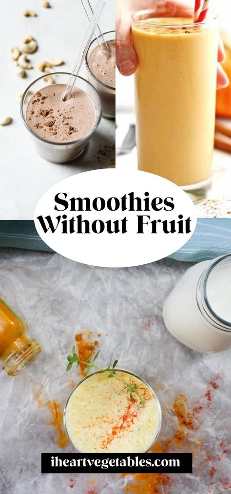 Looking for a low sugar smoothie recipe? Try one of these delicious smoothies, no fruit required! From creamy pumpkin to rich chocolate, there’s a delicious smoothie recipe for every day of the week! Non Fruit Smoothies, No Fruit Smoothie Recipes, Unique Smoothie Recipes, No Fruit Smoothie, Pumpkin Smoothie Healthy, 310 Shake Recipes, Cashew Smoothie, Pumpkin Smoothie Recipe, Unique Smoothies