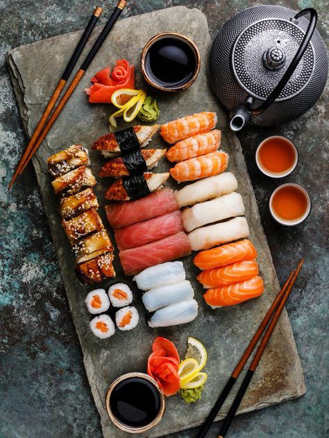 #Food #Foodie #FoodPorn #Foodgasm #Sushi #Recipe #Recipes #Yum #Yummy Japanese Food Photography, Sushi Recipe, Sushi Platter, Sushi Set, Japanese Sushi, Sushi Recipes, Sushi Rice, Food Dessert, Japan Food