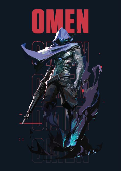 Valorent Agent OMEN | Poster Design Omen Valorant Wallpaper, Omen Wallpaper, Valorant Design, Valorant Cards, Punk Character, Valorant Agents, Omen Valorant, Valorant Poster, Poster Game