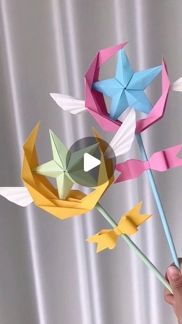 paper crafts creator on Instagram: "Moon magic wand, best friend will make it for you #Origami #tutorial #Handmade #diy #Origami #Moon #origami #Magicwand #origami paper craft ideas" Diy Magic Wand, Moon Origami, Magic Wand Craft, Diy Crafts Butterfly, Crafts Butterfly, Sailor Moon Wands, Origami Paper Craft, Moon Crafts, Paper Craft Ideas