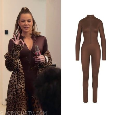 The Kardashians: Season 3 Episode 8 Khloe's Brown Zip Catsuit Tv Dress, Buy Outfits, Worn On Tv, Wardrobe Clothes, The Kardashians, Shop Clothes, Clothes Style, Khloe Kardashian, Style Outfits