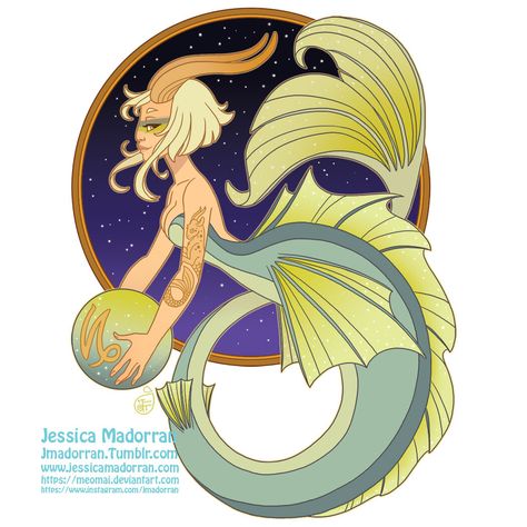 Capricorn Mermaid, Things As People, Zodiac Drawings, Pisces Mermaid, Zodiac Artwork, Mythical Sea Creatures, Zodiac Sign Art, Mermaid Goddess, Mew And Mewtwo