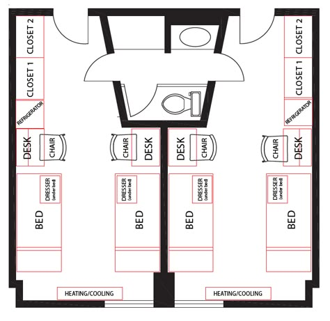 Hostel Room Layout, Dormitory Interior Design, Earth Project Ideas, Dormitory Plan, Feng Shui Floor Plan, Staff Accommodation, Dorm Interior, Staff Quarters, Dorm Layout