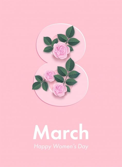 Flyer for march 8 with the decor of pink roses. International Womens Day Poster, Women's Day Cards, Roses Vector, Happy Woman Day, Happy Women's Day, 8 March, Doodle On Photo, Floral Card, Frame Card