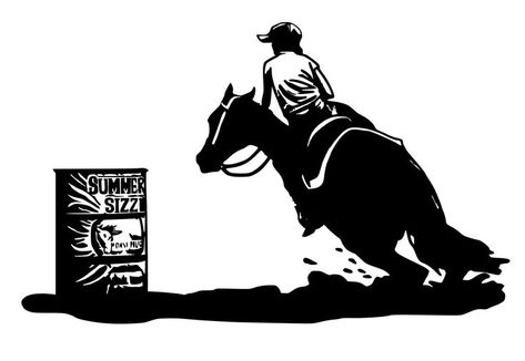 Custom Design of customers Daughter Barrel Racing. For their horse trailer. Barrel Racing Coloring Pages, Bull Riding Silhouette, Barrel Racer Silhouette, Horse And Rider Silhouette, Horse And Cowboy Silhouette, Ring Lamp, Horse Trailer, Barrel Racing, Barrel