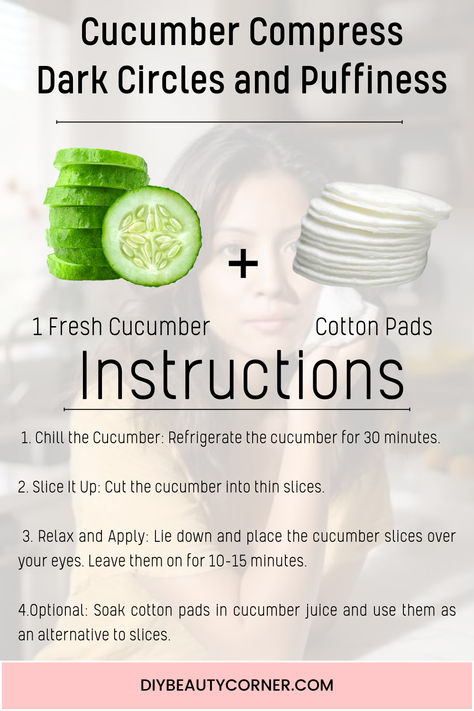 I'm excited to share with you one of the most timeless and effective home remedies for dark circles and puffiness - the Cucumber Compress. Remedies For Dark Circles, Morning Tips, Dark Circle Remedies, Home Remedies For Skin, Cucumber Juice, Homemade Mask, Beauty Corner, Luscious Hair, Reduce Dark Circles