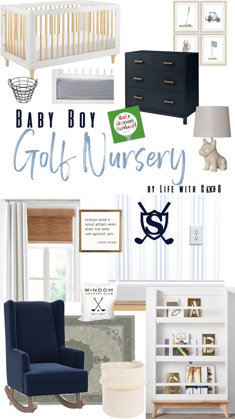 Boys Golf Nursery, Golf Nursery Decor, Golf Inspired Nursery, Baby Boy Nursery Golf Theme, Vintage Golf Nursery Baby Boy, Golf Themed Nursery Ideas, Golf Baby Nursery, Golf Nursery Ideas, Baby Boy Golf Nursery