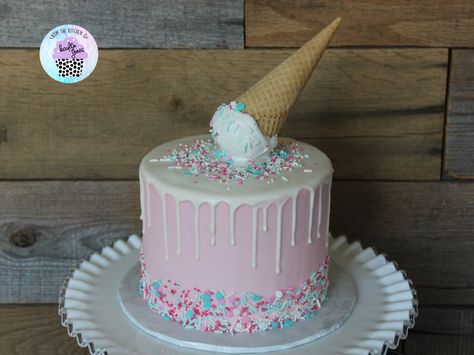 Melting Ice Cream Cone Cake, Ice Cream Drip Cake, Chocolate Cake Pop, Teal Cake, Melted Ice Cream, Chocolate Cake Pops, Ice Cream Cones, Drip Cake, Drip Cakes