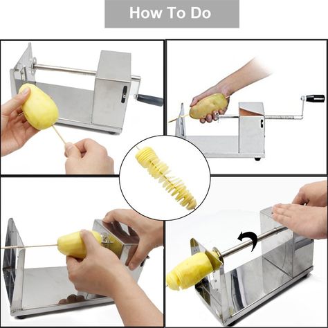 RioRand® Manual Stainless Steel Twisted Potato Slicer Spiral Vegetable Cutter French Fry: Amazon.ca: Electronics Potato Spirals, Potato Twister, Twist Potato, Spiral Potato, Tornado Potato, Kitchen Video, Vegetable Slice, Ricers, Potato Slicer