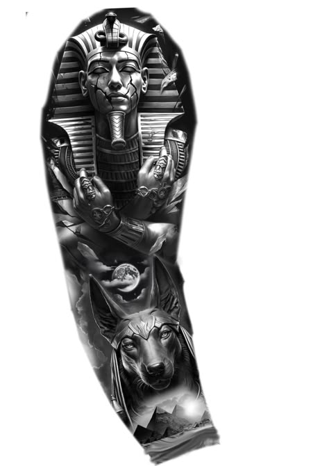 Anubis Tattoo Sleeve Arm, Egyptian Mythology Tattoo, Egyptian God Tattoo, Pharoah Tattoo, Cool Space Tattoos, Pharaoh Tattoo, Space Tattoo Ideas, Egypt Tattoo Design, Arm Tattoos Drawing