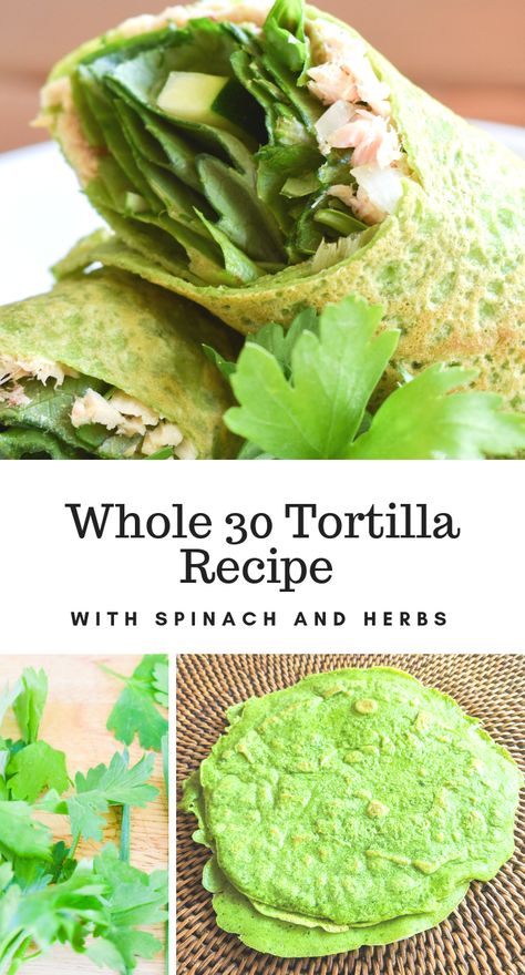 Whole 30 tortilla. Whole 30 recipe, Paleo tortilla sandwich wrap and Paleo recipe. Grain free and gluten free recipe. Healthy tortilla substitute. Easy and delicious.  #paleo #whole30 #healthy Diy Spinach Wrap, Tortilla Substitute, Tortilla Sandwich, Whole 30 Recipe, Whole30 Food List, Paleo Sandwich, Makers Diet, Healthy Tortilla, Whole 30 Snacks