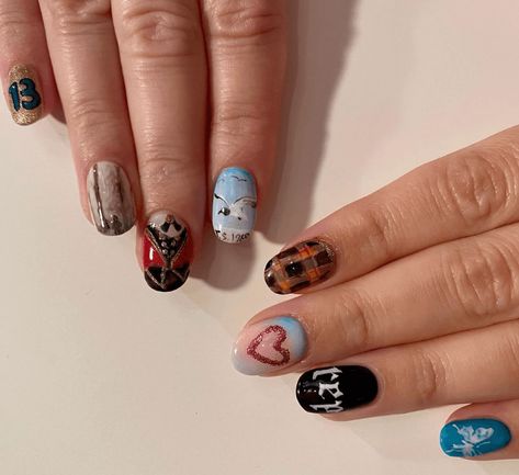 Eras Tour Nail Art, Speak Now Nails Taylor Swift, Taylor Swift Eras Tour Nail Ideas, 1989 Nails Taylor Swift, Eras Nails Taylor Swift, Taylor Swift Nails Inspired Eras Tour, Swiftie Nails, Taylor Swift Eras Nails, Folklore Nails