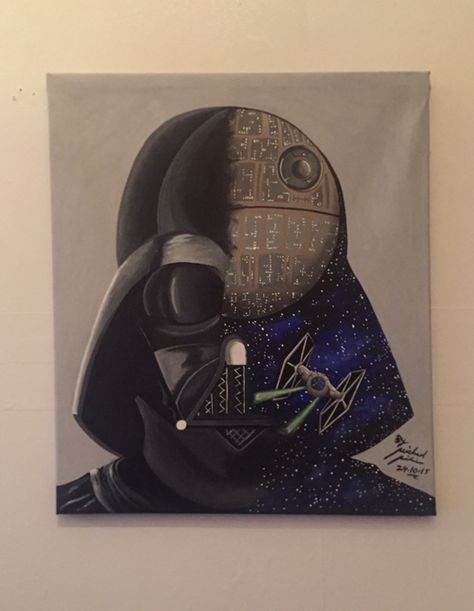 Darth Vader Acrylic Painting, Darth Vader Painting Canvases, Darth Vader Painting, Darth Vader Face, Star Wars Painting, Painting Canvases, Cute Canvas Paintings, Pop Culture Art, Cute Canvas