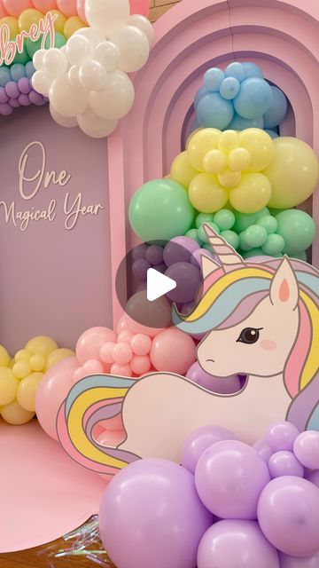 Rainbow Unicorn Backdrop, Unicorn Balloon Garland, Unicorn Birthday Backdrop, Birthday Backdrop Design, Unicorn Backdrop, Unicorn Balloon, Rainbow Unicorn Birthday, Magical Rainbow, Unicorn Theme