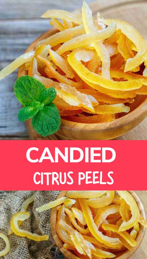 Easy recipe to make candied citrus peels with or without a dehydrator. Great for fruitcakes, German Stollen bread or use as garnish on salads or cocktails.  You can even make keto candied citrus peel – just use a zero-calorie sugar substitute such as monk fruit. Candied Lime Peel, Lemon Peel Recipes, Candied Orange Peel Recipe, Orange Peel Recipe, Lemon Water Health Benefits, Candied Citrus, Lemon Juice Benefits, Candied Lemon Peel, Hot Lemon Water