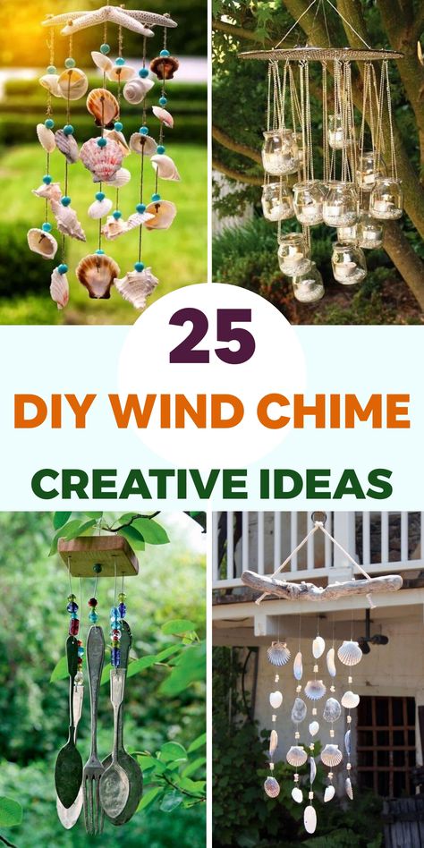 Diy Macrame Wind Chimes, Flower Pot Wind Chime, Diy Outdoor Wind Chimes, Unique Wind Chime Crystal, Diy Nature Home Decor, Crafts For Outdoor Decor, Wind Charms Diy, Spoon Wind Chimes Diy, Diy Wind Chimes Ideas