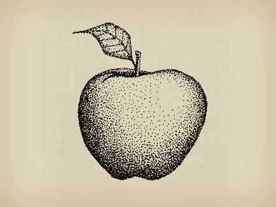 Stippled Apple (version 2) Poentilizam Art, Stripling Art, Drawing With Dots, Pointilism Art, Pointalism Art, Stippling Drawing, Drawing Apple, Dotted Drawings, Pen Art Work