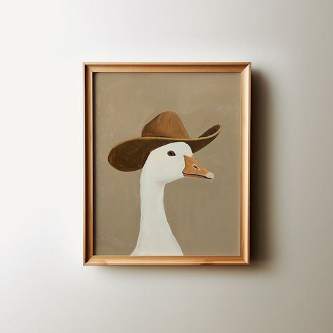 Silly Cowboy Goose Print, Brown Western Nursery Printable Art, Neutral Southeastern Boy Room Animal Wall Art, Cowboy Hat, Digital Download - Etsy Silly Cowboy, Cowboy Nursery, Western Nursery, Nursery Painting, Baby Boys Nursery, Goose Nursery, Duck Decor, Boy Rooms, Nursery Room Design