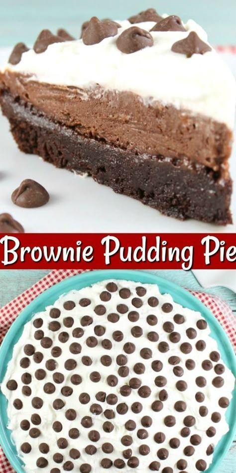 Homemade Chocolate Pie, Pudding Pie Recipes, Brownie Pudding, Pie Chocolate, Pudding Pie, Chocolate Pie Recipes, Easy Dessert Recipe, Pudding Pies, Pudding Desserts