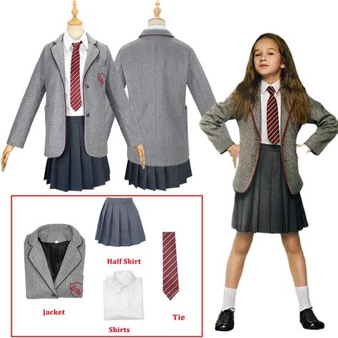 Disfraz de Matilda para niños, disfraz de Matilda el Musical de Roald Dahl, uniforme escolar para Musical Cosplay, Matilda Broadway, Matilda Costume, Best Kids Costumes, Costume Design Ideas, Matilda The Musical, Halloween Party Outfit, Book Character Costumes, Book Week Costume