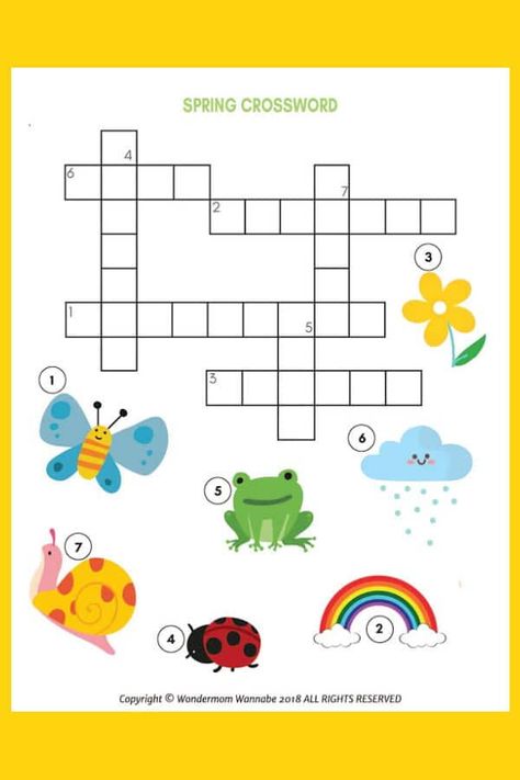 This printable Spring Crossword Puzzle for Kids is a great activity for kids that focuses on spring-related words. Whether you are working on this at home or school, kids will enjoy it. If you are doing lessons about spring time this Spring Crossword Puzzle for kids will fit right in. It is easy to talk to children about the seasons when you have fun activities for them to complete at the same time. I also include some great information to share while the kids are completing this crossword puzzl Spring Crossword, Word Puzzles For Kids, Grid Puzzles, Kindergarten Math Worksheets Addition, Alphabet Worksheets Kindergarten, Bible Activities For Kids, Puzzle For Kids, Free Puzzles, Crossword Puzzles