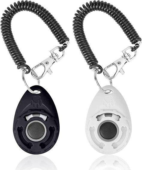 Acehome 2 Pack Dog Training Clicker with Wrist Strap, Pet Training Clicker with Big Button Effective Behavioral Training Tool for Cats Birds Puppy Recall (Black & White) : Amazon.co.uk: Pet Supplies Dog Clicker, Dog Clicker Training, Dog Training Tools, House Training Dogs, Treat Pouch, Foster Dog, Plush Dog Toys, Animal Behavior, Popular Dog