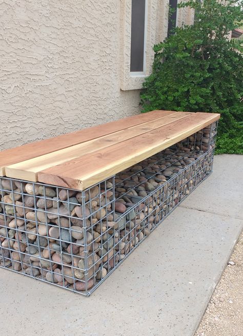 Gabion Bench, Gabion Wall Design, Garden Bench Seating, Taman Air, Backyard Ideas For Small Yards, Gabion Baskets, Gabion Wall, French Country Garden, Bench Diy