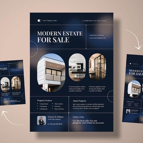 Modern Elegant Real Estate Flyer Corporate Identity Flyer Real Estate Design, Elegant Flyer Design, Real Estate Flyer Design, Elegant Flyer, Flyer Real Estate, Swiss Style, Real Estate Ads, Creative Flyer Design, Creative Flyers