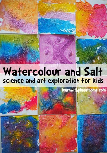 Learn with Play at Home. Play based learning ideas and activities for kids.                                                                                                                                                                                 More Watercolor And Salt, Art Explosion, Art Exploration, Experiment For Kids, Homeschool Art, Kindergarten Art, Toddler Art, Camping Art, Process Art