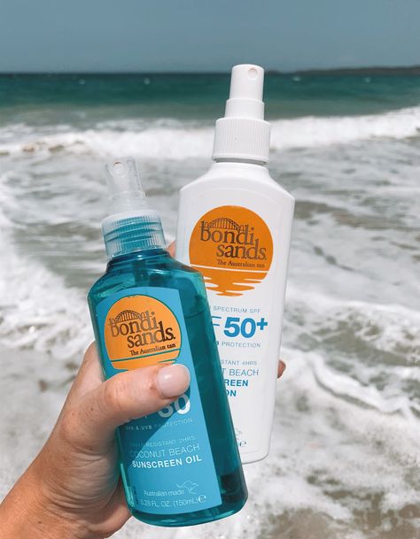 Bondi Sands SPF ☀️ #bondisands Bondi Sands Sunscreen, Vanity Essentials, Coconuts Beach, Sunscreen Oil, Sun Aesthetic, Bondi Sands, Suncare, 18th Birthday Gifts, Sun Care